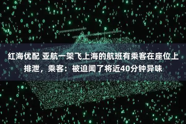 红海优配 亚航一架飞上海的航班有乘客在座位上排泄，乘客：被迫闻了将近40分钟异味